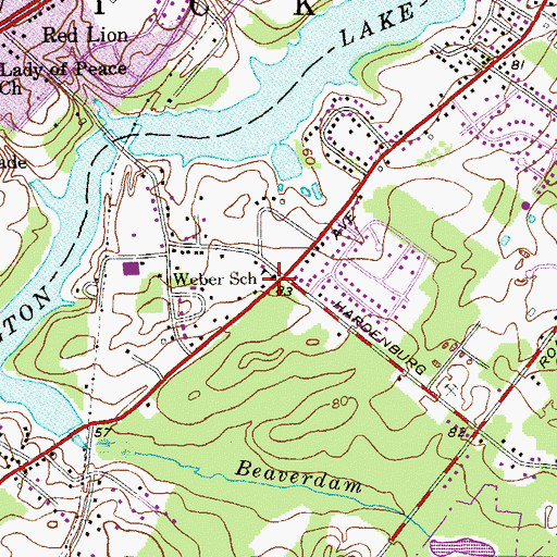 Topographic Map of Weber School, NJ