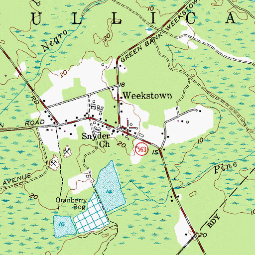Topographic Map of Weekstown, NJ