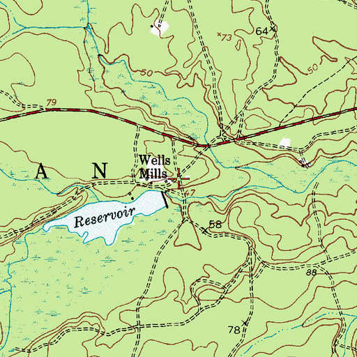 Topographic Map of Wells Mills, NJ