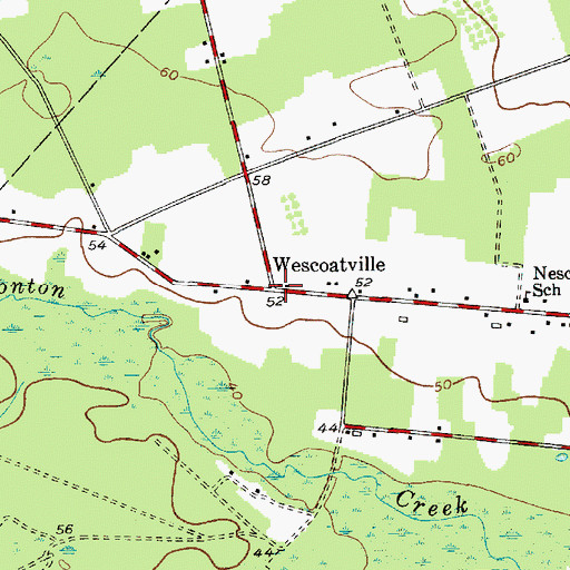 Topographic Map of Wescoatville, NJ