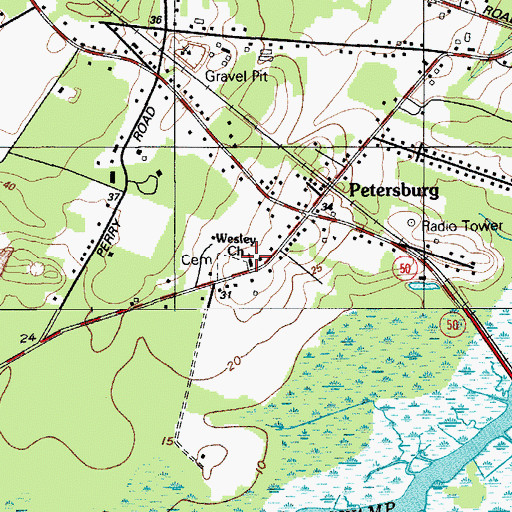 Topographic Map of Wesley Church, NJ