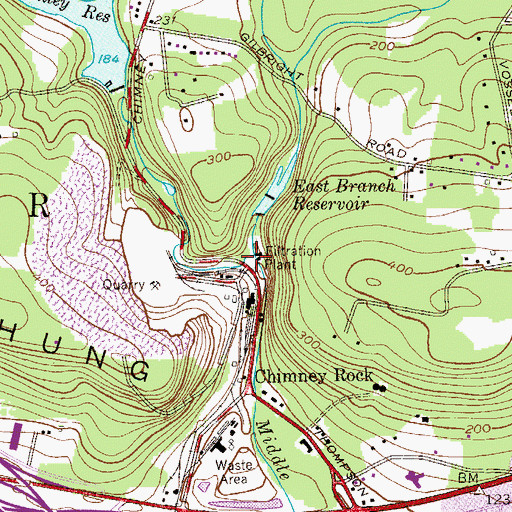 Topographic Map of West Branch Middle Brook, NJ