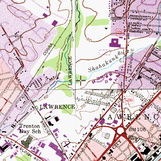 Topographic Map of West Branch Shabakunk Creek, NJ