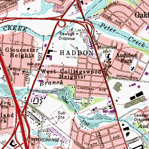 Topographic Map of West Collingswood Heights, NJ