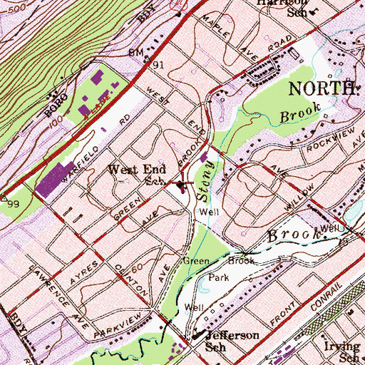 Topographic Map of West End Elementary School, NJ