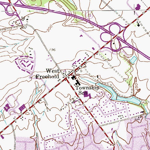 Topographic Map of West Freehold, NJ