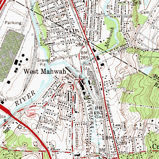 Topographic Map of West Mahwah, NJ
