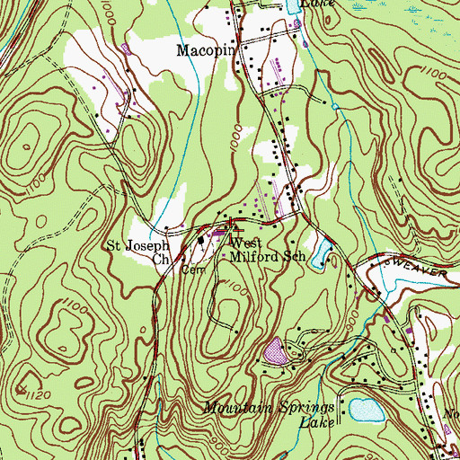 Topographic Map of West Milford School, NJ