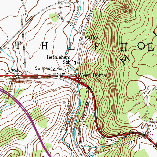 Topographic Map of West Portal, NJ