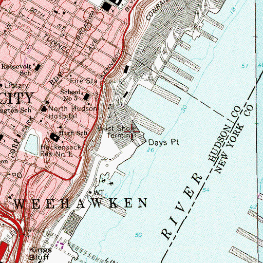 Topographic Map of West Shore Terminal, NJ