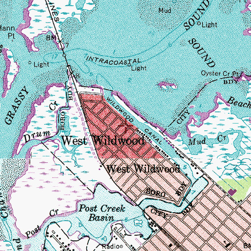 Topographic Map of West Wildwood, NJ
