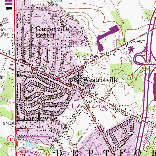 Topographic Map of Westcotville, NJ