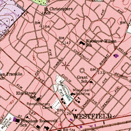 Topographic Map of Westfield, NJ