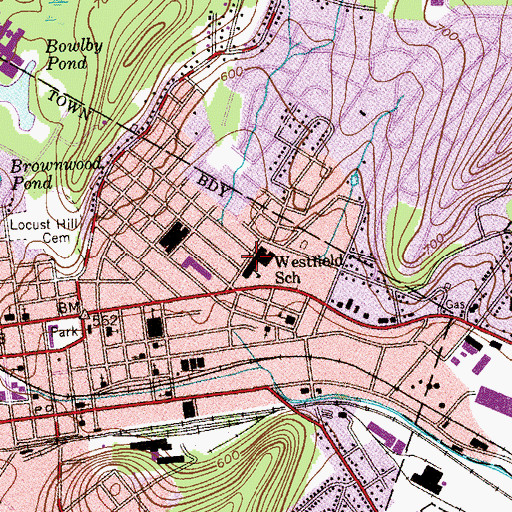 Topographic Map of Dover Middle School, NJ