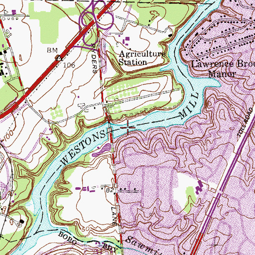 Topographic Map of Westons Mill Pond, NJ