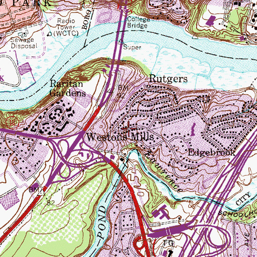 Topographic Map of Westons Mills, NJ