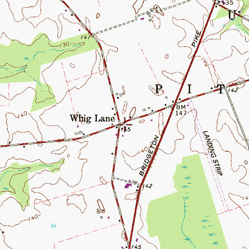 Topographic Map of Whig Lane, NJ