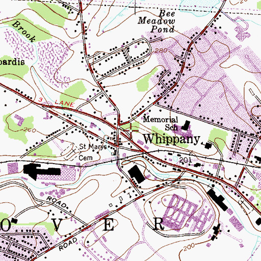Topographic Map of Whippany, NJ