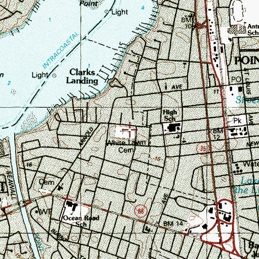 Topographic Map of White Lawn Cemetery, NJ