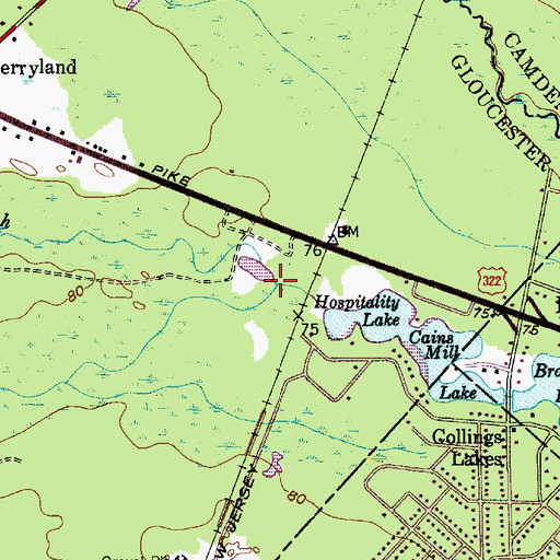 Topographic Map of White Oak Branch, NJ