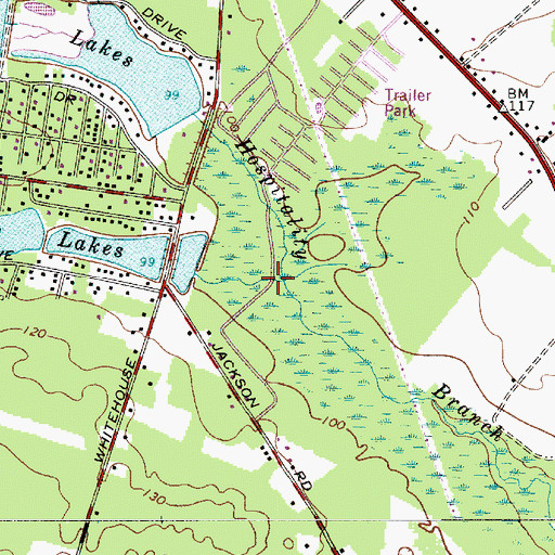 Topographic Map of Whitehall Branch, NJ