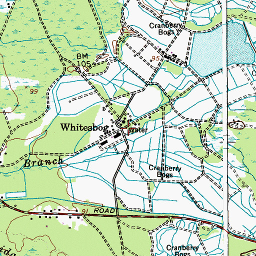 Topographic Map of Whitesbog, NJ