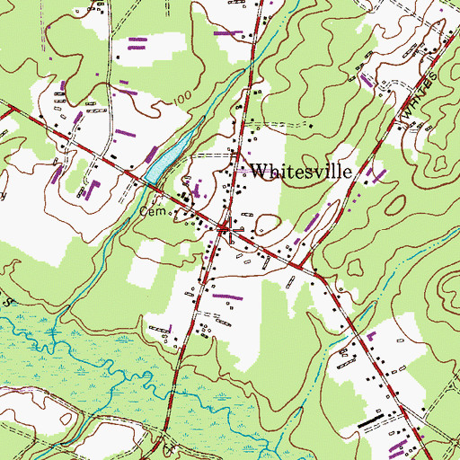 Topographic Map of Whitesville, NJ