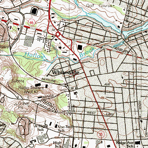 Topographic Map of Whitesville, NJ