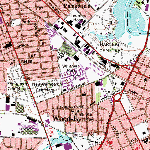 Topographic Map of Whitman Park, NJ