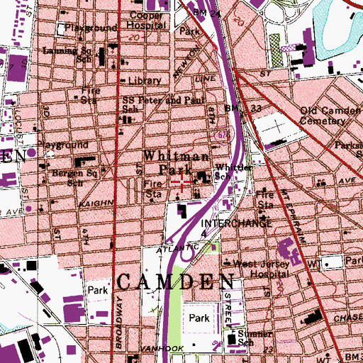 Topographic Map of Whitman Park, NJ
