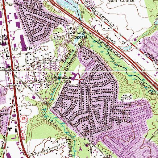 Topographic Map of Whitman Elementary School, NJ