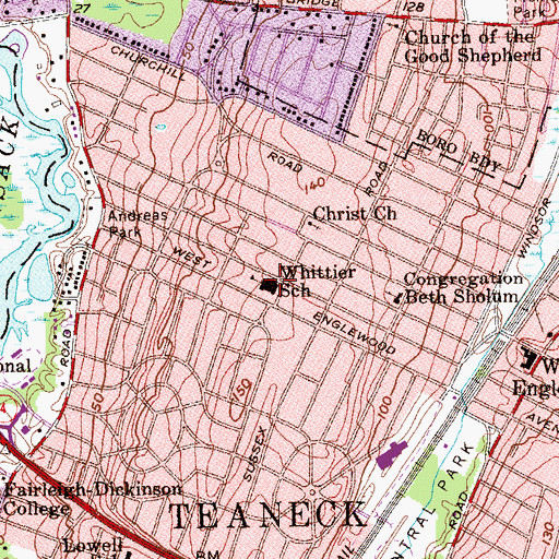 Topographic Map of Whittier Elementary School, NJ