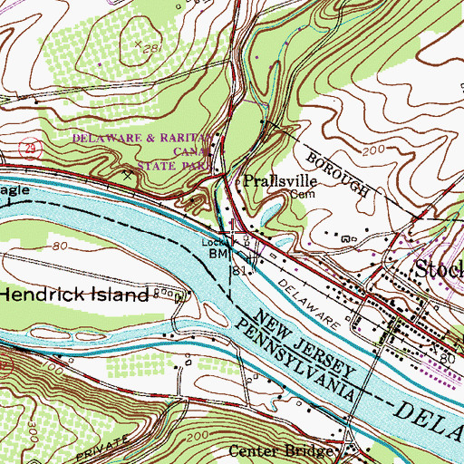 Topographic Map of Wickecheoke Creek, NJ