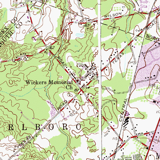Topographic Map of Wicker Memorial Baptist Church, NJ