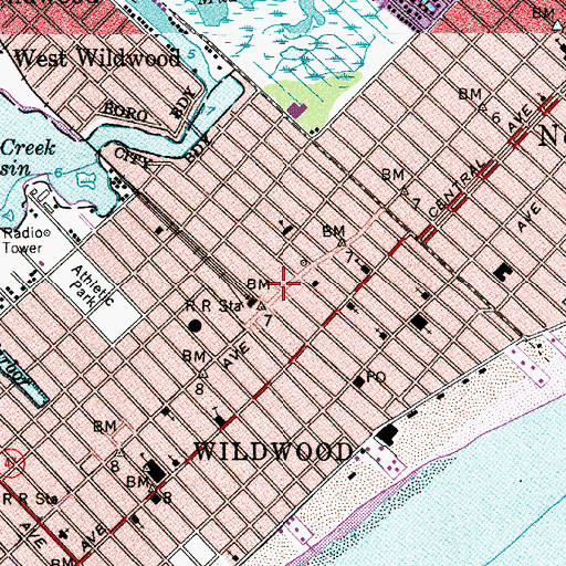 Topographic Map of Wildwood, NJ