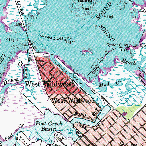 Topographic Map of Wildwood Canal, NJ
