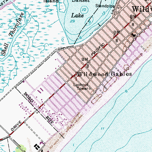 Topographic Map of Wildwood Gables, NJ