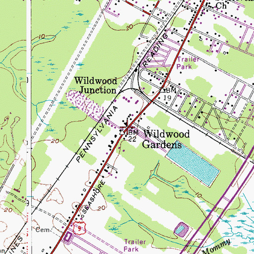 Topographic Map of Wildwood Gardens, NJ