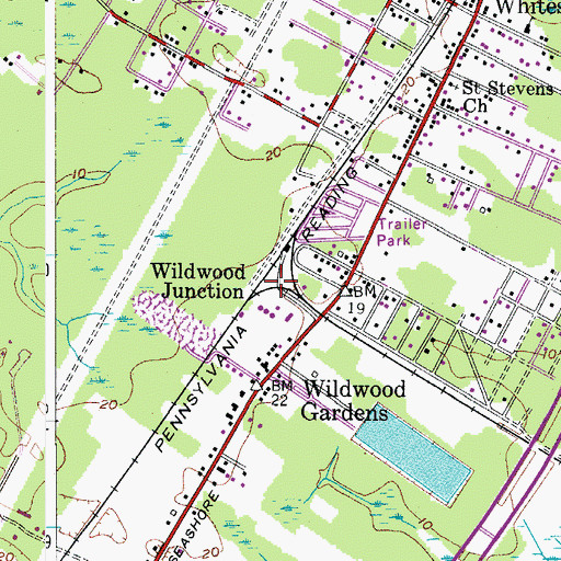 Topographic Map of Wildwood Junction, NJ