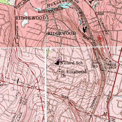 Topographic Map of Willard Elementary School, NJ