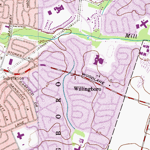 Topographic Map of Willingboro, NJ