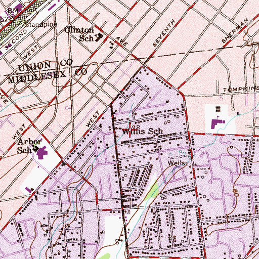 Topographic Map of Willis School, NJ