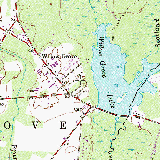 Topographic Map of Willow Grove, NJ