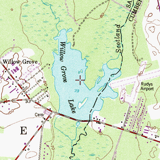 Topographic Map of Willow Grove Lake, NJ