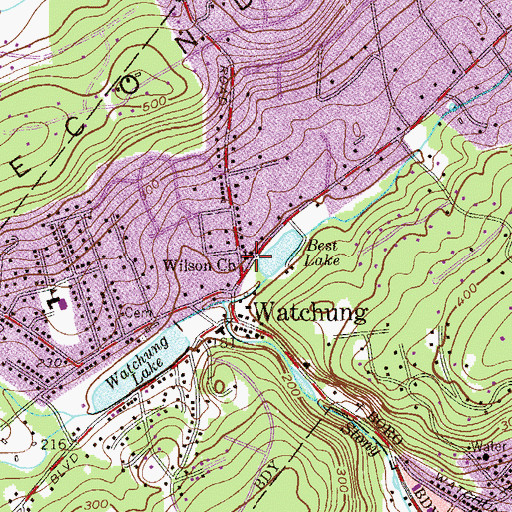 Topographic Map of Wilson Memorial Union Church, NJ