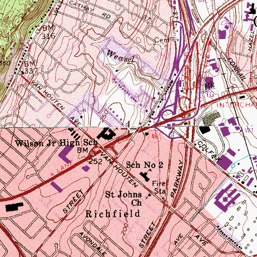 Topographic Map of Woodrow Wilson Middle School, NJ