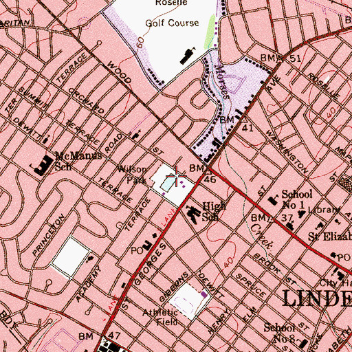Topographic Map of Wilson Park, NJ