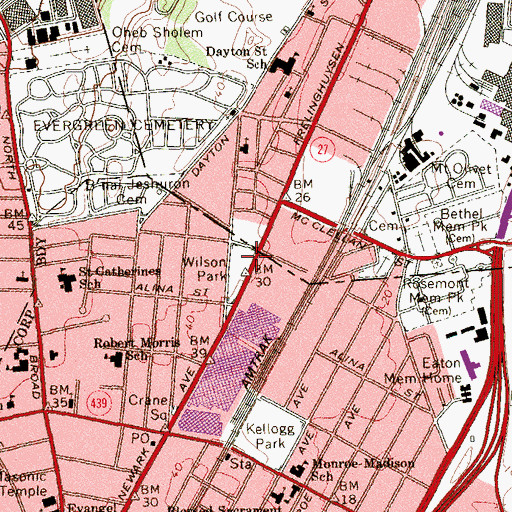 Topographic Map of Wilson Park, NJ