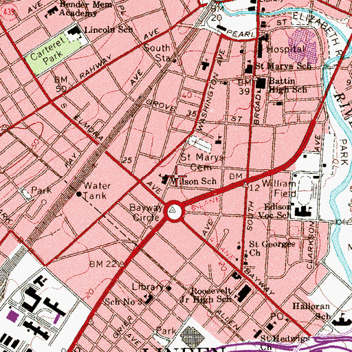 Topographic Map of Woodrow Wilson Elementary School, NJ