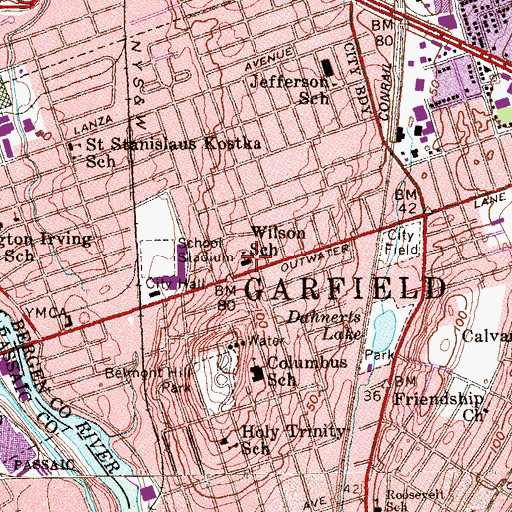 Topographic Map of Woodrow Wilson Elementary School, NJ